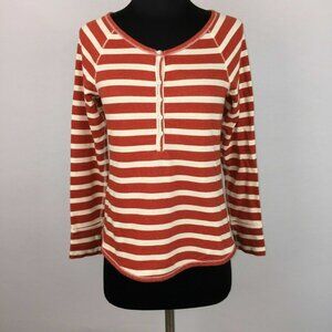 Old Navy Henley Top Shirt Womens XS Striped Long Sleeve Cabincore Rustic Classic